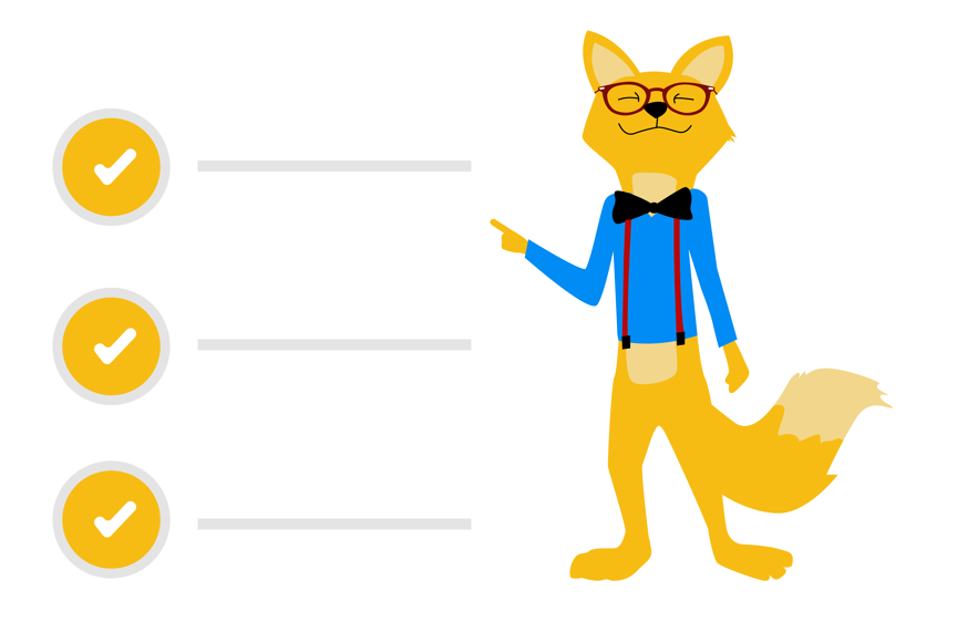 Der Smart-Home-Fox zählt einzelne Stichpunkte auf